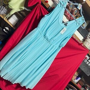 #212 size 2 torrid NWT Light Blue Sleeveless Pleated Midi Dress w/ Lattice Strap